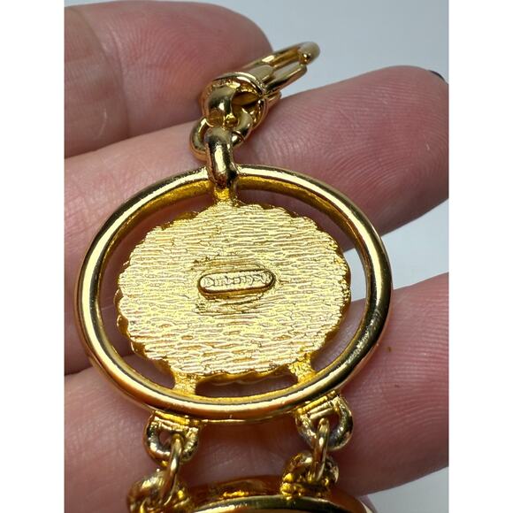 Vintage 7.5" Burberrys Burberry Black & White Gold Tone Cameo Link Bracelet - Picture 7 of 8